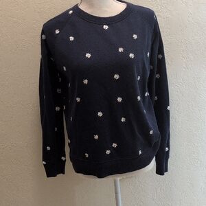 Old Navy Dark Blue Sweater with White Floral Patterns